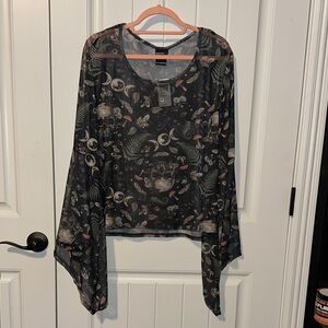 Brown Mushroom Skull All Over Print Women's Top